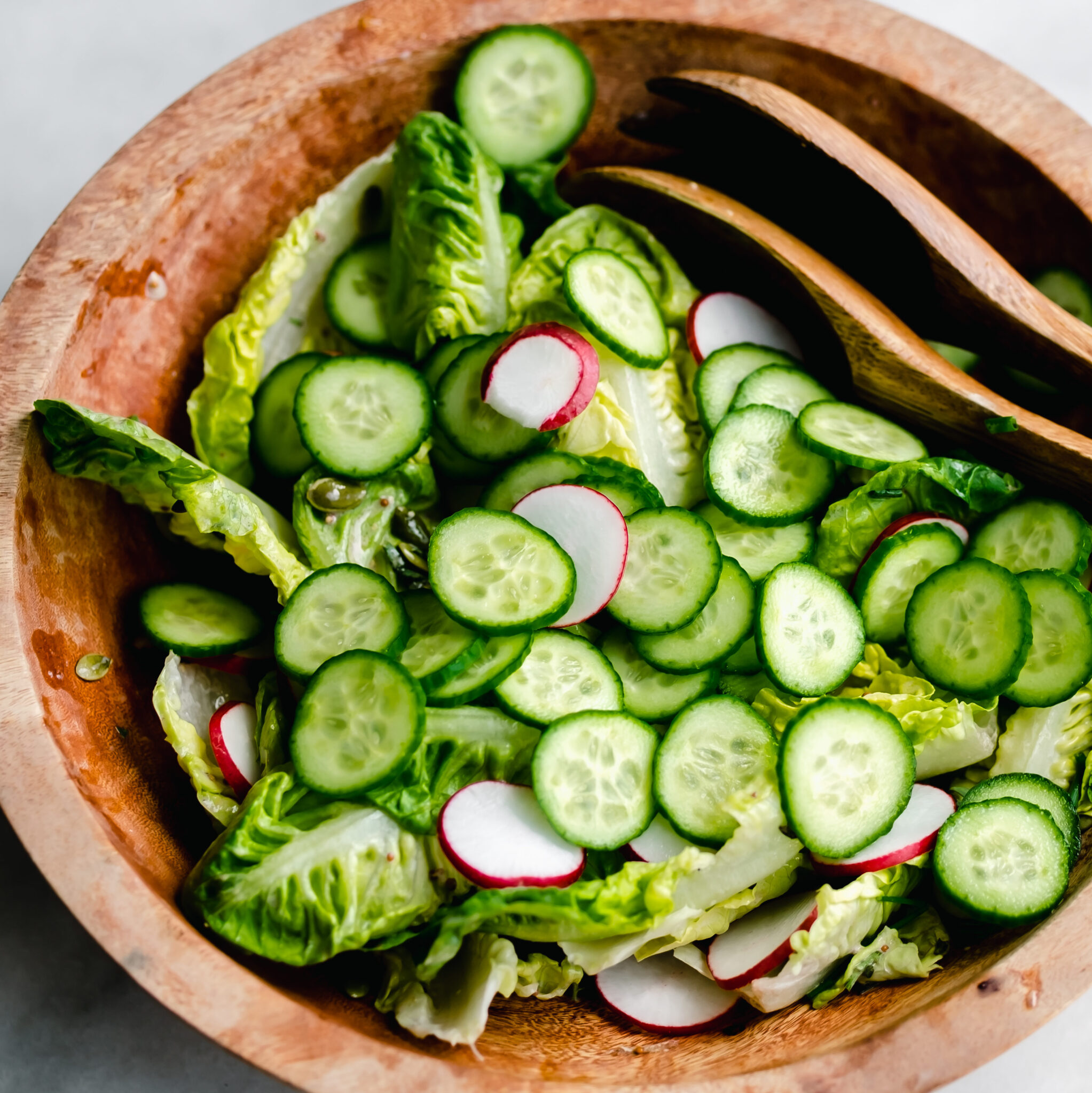 spring salad with herbs and creamy vinaigrette