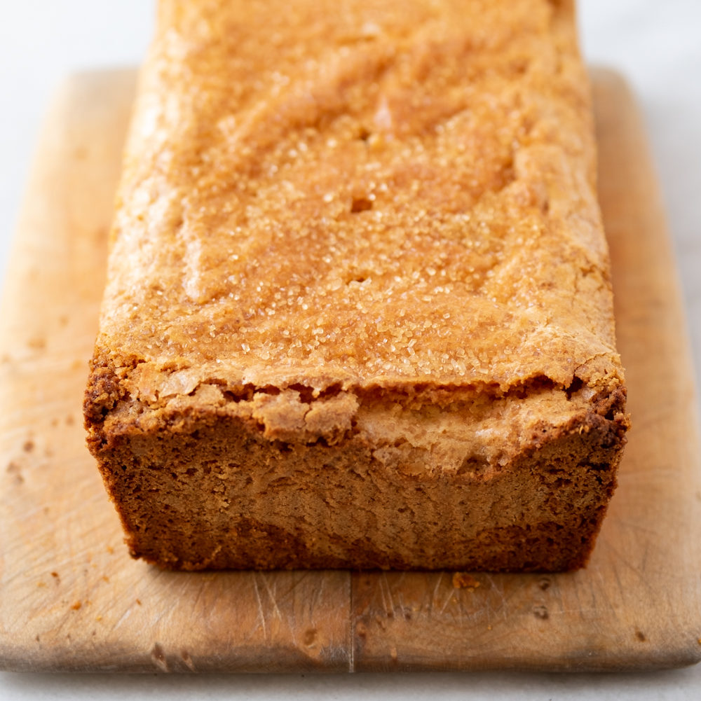 almond pound cake on board